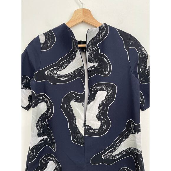 COS Abstract Print Short Sleeve High Neck Artsy A-Line T-Shirt Shift Dress US2 - Picture 7 of 14